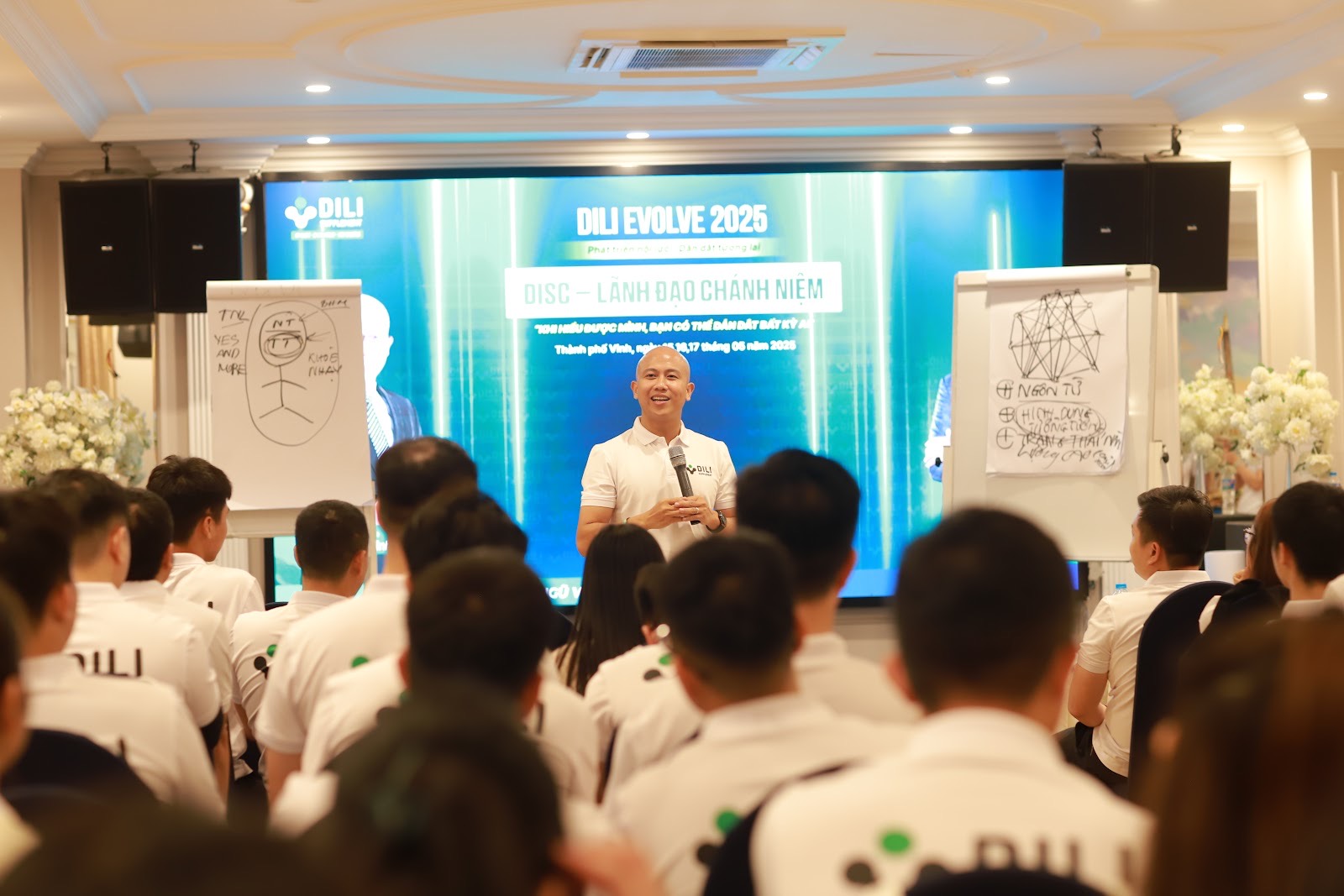 <b>DILI EVOLVE 2025 — “DISC · Lãnh đạo chánh niệm”</b>, TP. Vinh, tháng 6/2025. Đào tạo do chính công ty tổ chức cho đội ngũ.
